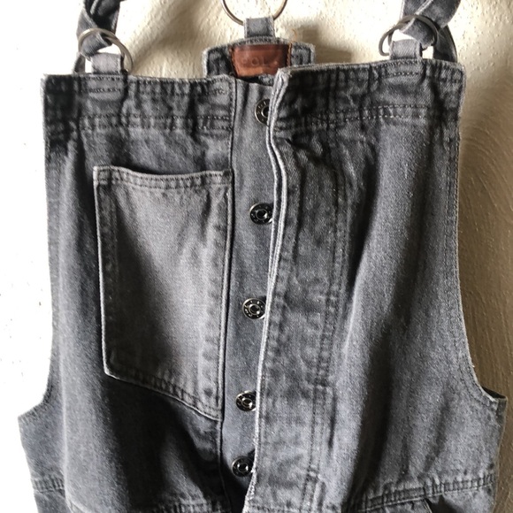 Gray cactus 🌵 overalls with front pocket panels; hidden buttons are intact. - Picture 9 of 16